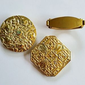 Set of 3 Vintage Goldtone Scarf Clips